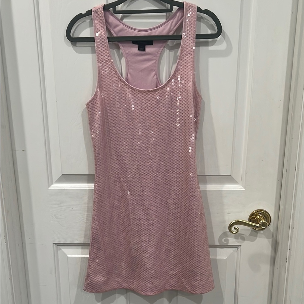 Express Salmon Pink Sequin Bodycon Mini Dress